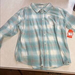 Wonder Nation Kids Plaid Shirt in Green and White